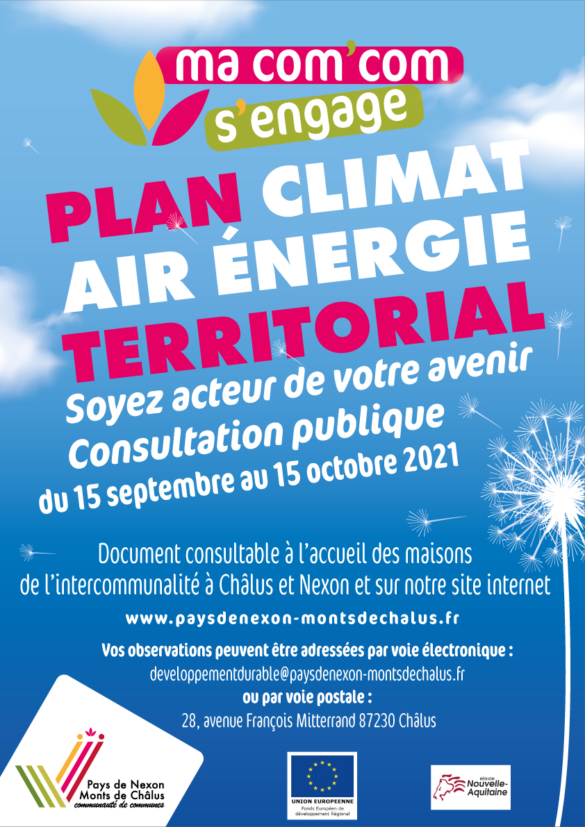 Consultation PLAN CLIMAT AIR ÉNERGIE TERRITORIAL du 15 septembre au 15 octobre 2021